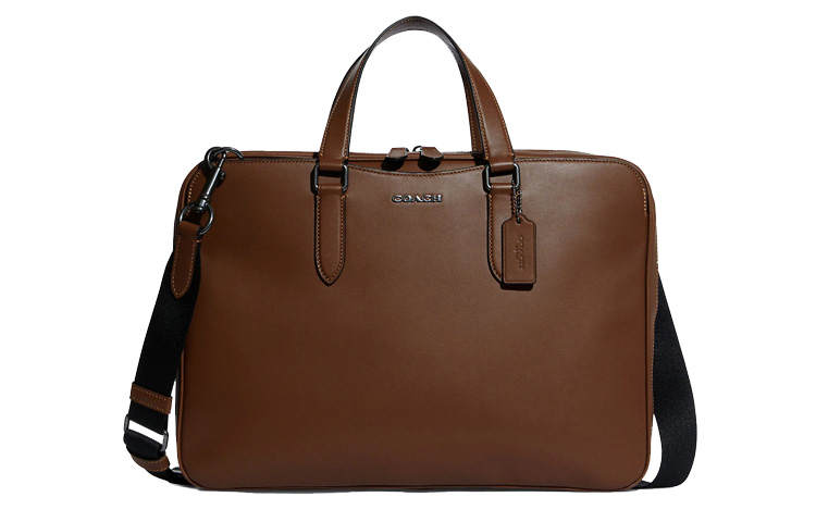 COACH Graham Cow Leather Briefcase, Handbag, Shoulder Bag, Crossbody Bag Large Men's Dark Brown