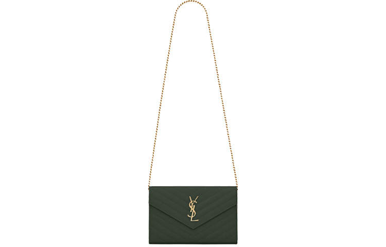 SAINT LAURENT Cow Leather Shoulder Bag, Crossbody Bag Women's Dark Green