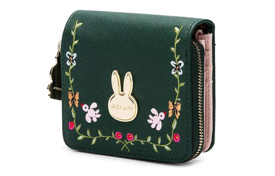 Miffy Pu Card Holder Wallet Women's Green/Blue