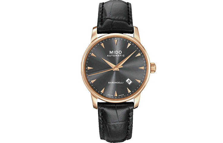 MIDO Baroncelli Mechanical Movement 50m Waterproof Men's Watches Watch Black Dial Leather Strap