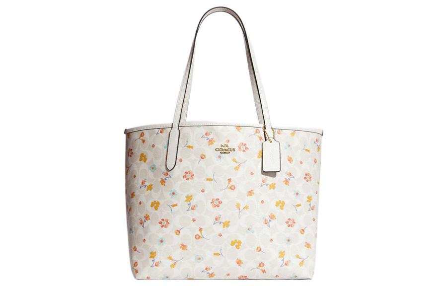COACH City Artificial Leather Tote Bag, Shopping Bag, Handbag, Shoulder Bag Large Women's White