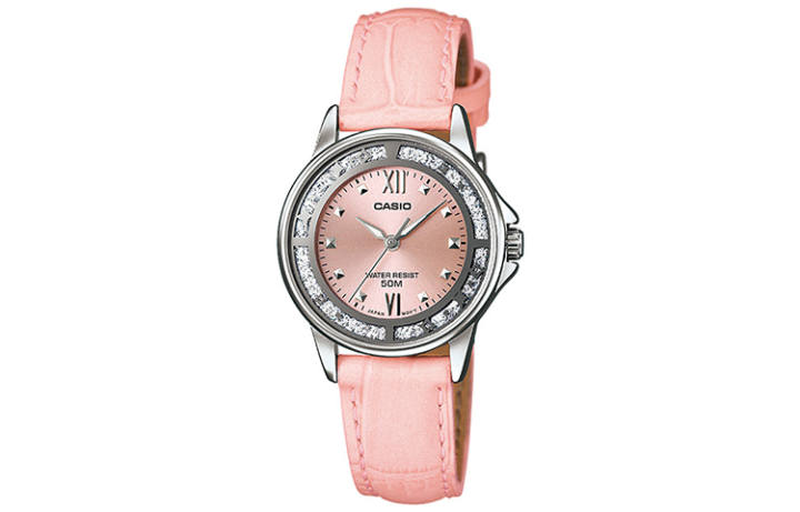 CASIO CASIO STANDARD ENTICER Business Quartz Movement Leather Strap Watch Women's Watch Pink Watch Dial