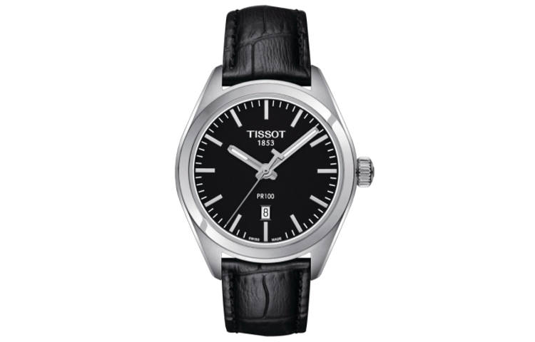 TISSOT PR100 Collection Quartz Movement Women's Watch 33mm Black Dial Stainless Steel Case