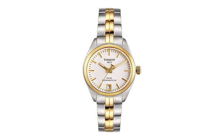 TISSOT PR100 Collection Mechanical Movement 100m Waterproof Women's Watch 33mm White Dial