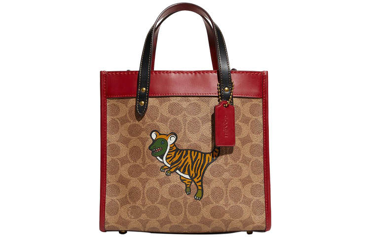COACH Field Canvas With Leather Tote Bag, Shopping Bag, Crossbody Bag, Handbag Small Unisex