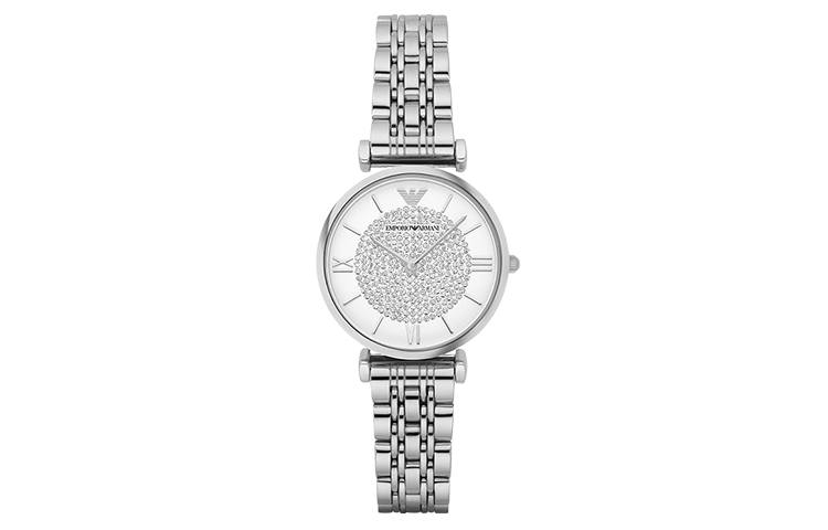 EMPORIO ARMANI Baby's Breath Wrist Watches Quartz Movement Stainless Steel Strap White Dial Women's Watch