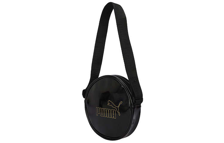 PUMA Artificial Leather Fabric Round Bag, Crossbody Bag, Shoulder Bag Regular Women's Black