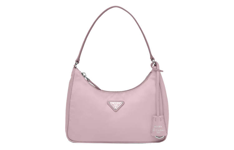 PRADA Re Edition Recycled Nylon Fabric With Saffiano Leather Trim Shoulder Bag, Handbag Mini Women's Snow Pink