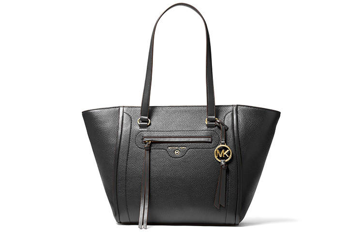 MICHAEL KORS Carine Leather Tote Bag, Shopping Bag, Shoulder Bag, Handbag Medium Women's Black