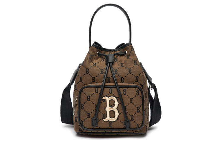 MLB Monogram Collection Polyester Bucket Bag, Handbag, Shoulder Bag, Crossbody Bag Regular Women's Coffee
