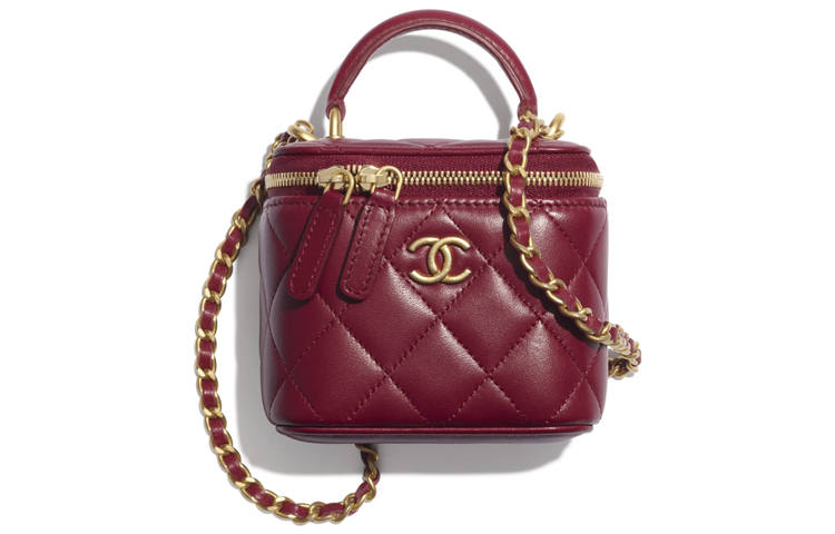 CHANEL Lambskin One Shoulder Handbag Women's Burgundy