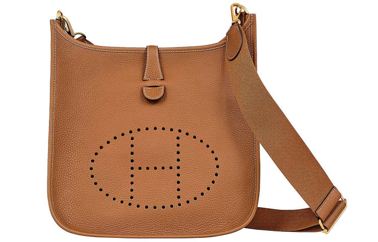 HERMES Evelyne Clemence Bullock Leather Crossbody Bag, Shoulder Bag 29 Women's 37 Gold