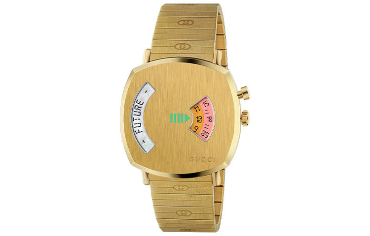 GUCCI Grip Collection Wrist Watches Quartz Movement Stainless Steel Strap Gold Dial Men's Watches
