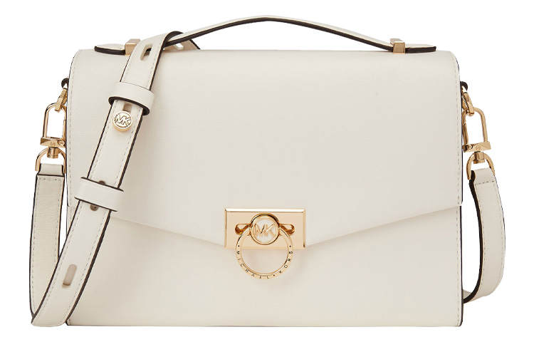 MICHAEL KORS Hendri Cow Leather Crossbody Bag Medium Women's Pure White