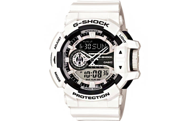 CASIO CASIO Men Liquid Crystal/Analog Dual Display Series 55mm White Watch GA-400-7ADR