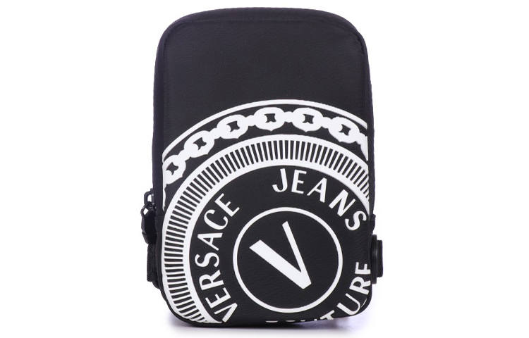 VERSACE JEANS COUTURE Polyester Shoulder Bag, Crossbody Bag Small Men's Black Silver