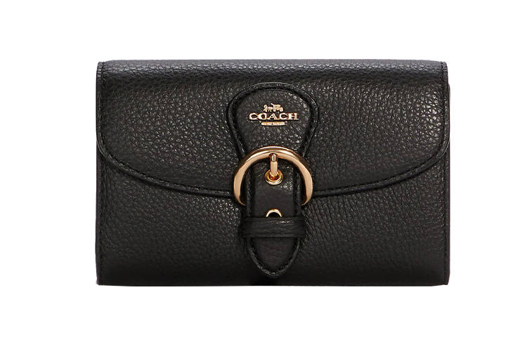 COACH Kleo Leather Clutch Wallet Small Women's Black