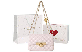 Miss Kung Sheepskin Chain Bag, Small Square Bag, Shoulder Bag Mini Women's Pink