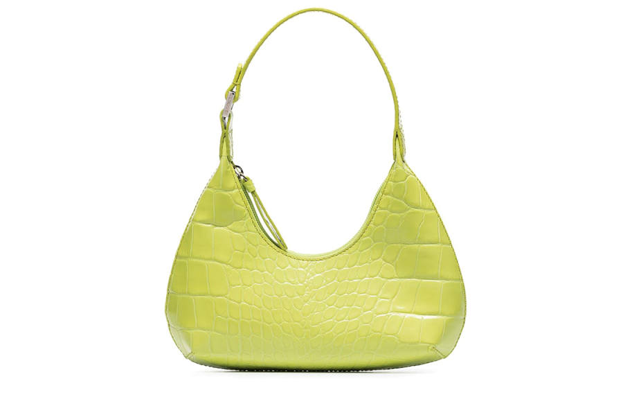 By Far Baby Amber Crocodile Pattern Genuine Leather Shoulder Bag, Crescent Bag, Handbag, Shoulder Bag Women's
