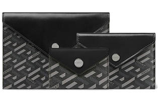 VERSACE Coated Canvas With Leather Multi Purpose Clutch Bag Unisex Black & Gray