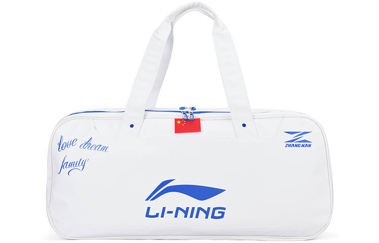 Li-Ning Li Ning Microfiber Synthetic Leather Handbag Regular Unisex White Blue
