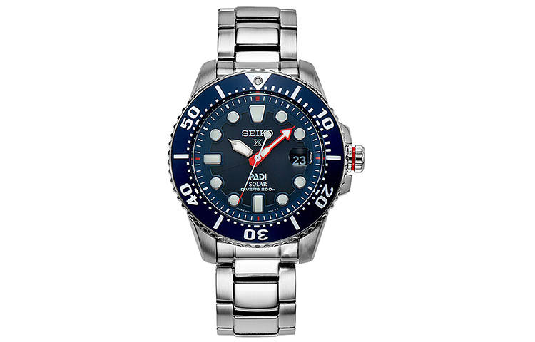 SEIKO PADI Collaboration Light Powered Quartz Movement Stainless Steel Watchband Watch Men's Watches
