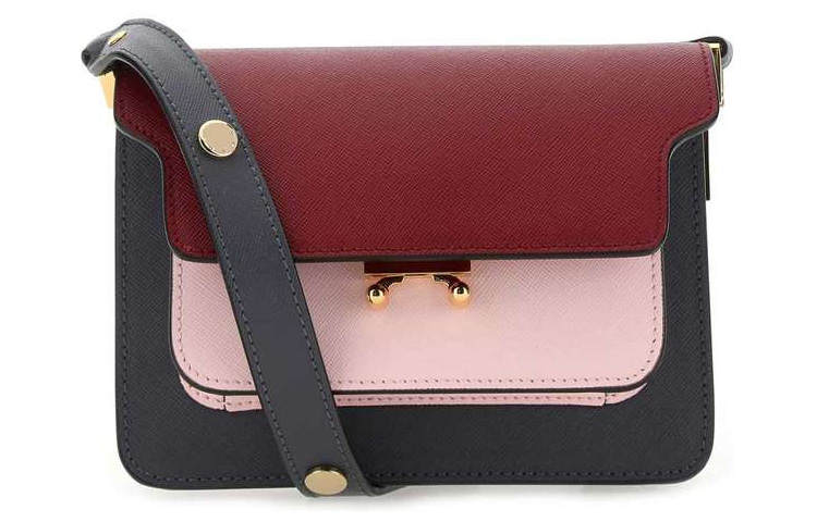 MARNI Trunk Calfskin Trunk Bag, Shoulder Bag, Crossbody Bag Mini Women's Red/Pink