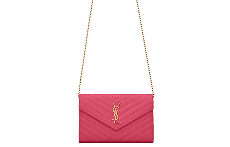 SAINT LAURENT Cassandre Leather Crossbody Bags Women's Rose Red