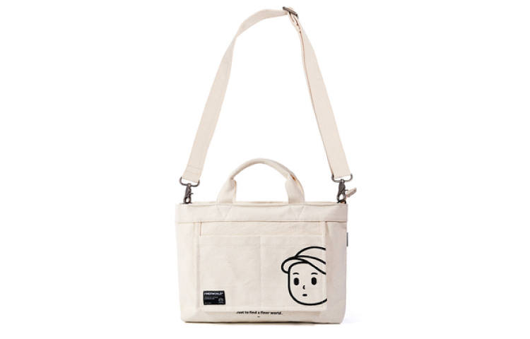 Finerworld Canvas Artistic Style Bag, Small Square Bag, Shoulder Bag, Handbag Medium Unisex Beige