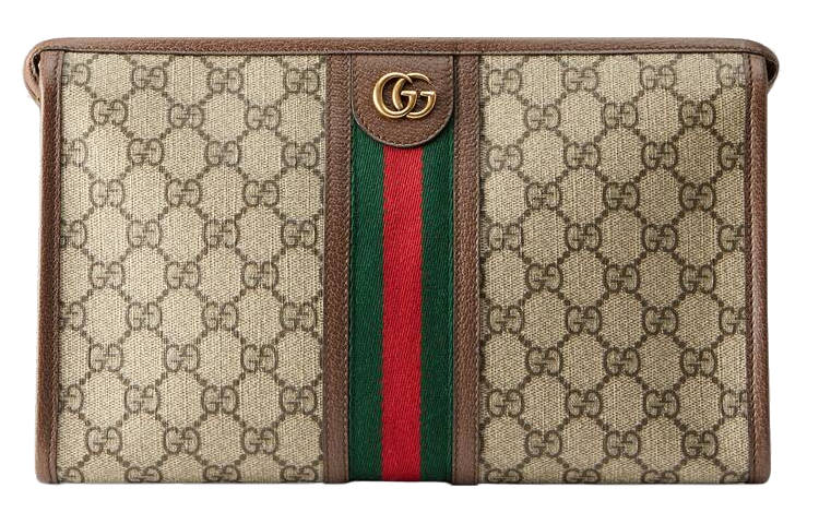 GUCCI Ophidia Canvas With Leather Toiletry Bag Clutch Men's Ebony/Brown