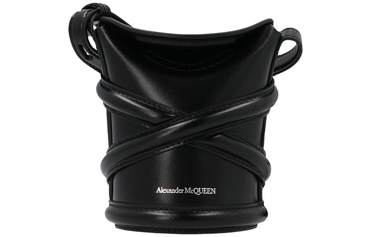 Alexander McQueen The Curve Logo Embossed Mini Bucket Bag