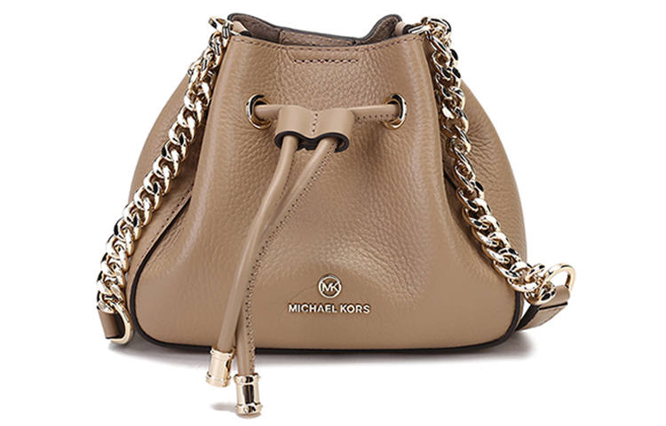 MICHAEL KORS Phoebe Cow Leather Bucket Bag, Chain Bag, Shoulder Bag Women's Camel