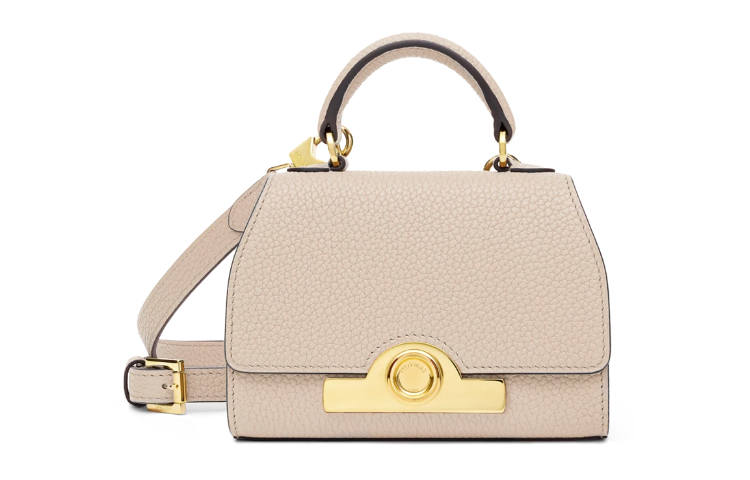 Moynat Cow Leather Handheld Crossbody One Shoulder Handbag Mini Women's Powder White