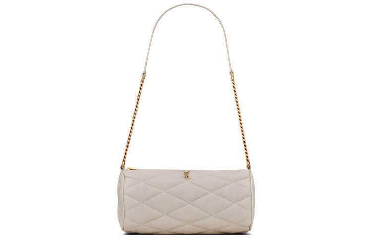 SAINT LAURENT Leather Cylinder Bag, Shoulder Bag Mini Women's White