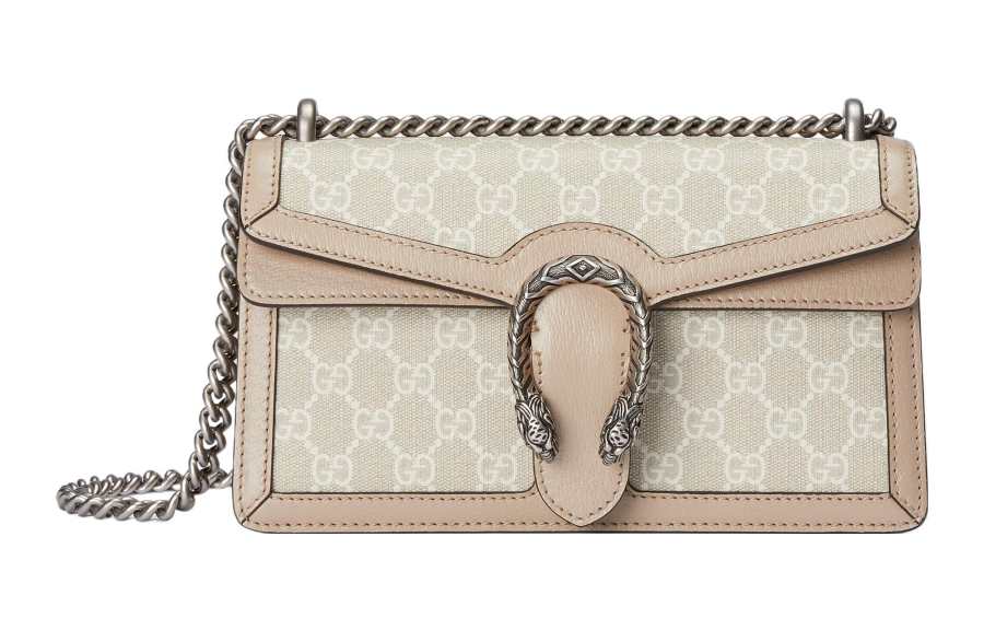 GUCCI Dionysus Canvas With Leather Portable Crossbody Bag, Shoulder Bag Women's White & Beige