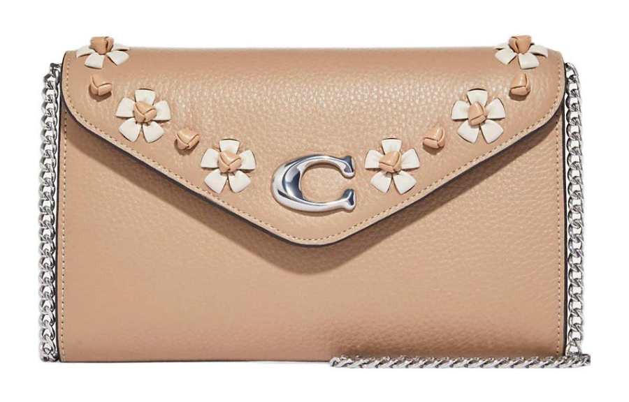 COACH Pebbled Leather Crossbody Bags Small Women's Milk Tea