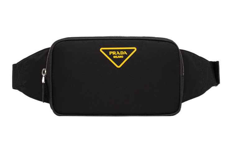 PRADA Saffiano Nylon With Cow Leather Fanny Pack Men's Black