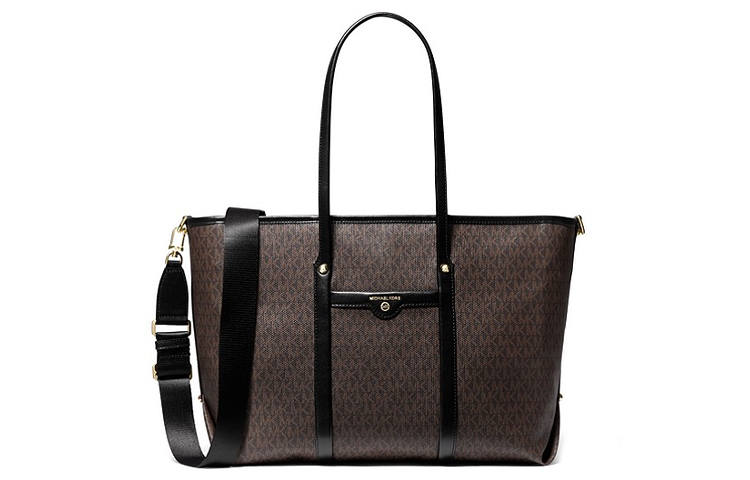 MICHAEL KORS Beck Canvas Handbag, Shoulder Bag, Crossbody Bag Large Women's Black Brown