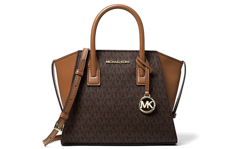 MICHAEL KORS Avril Canvas With Leather Handbag Small Women's Acorn Brown