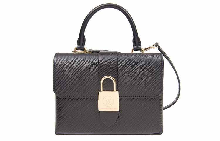 LOUIS VUITTON Locky Cow Leather Lockable Handbag, Shoulder Bag Regular Women's Black