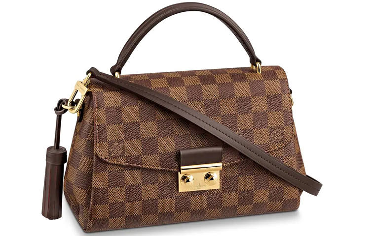 LOUIS VUITTON Croisette Damier Ebene Coated Canvas With Leather Trim Handbag, Crossbody Bag, Shoulder Bag Women's Brown