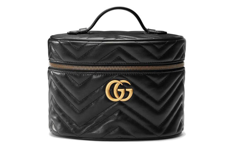 GUCCI GG Marmont Cosmetic Case Small Matelasse Chevron Black