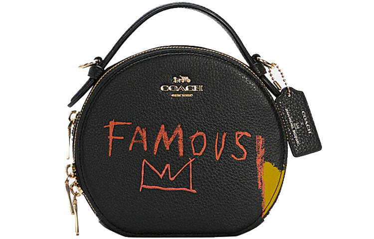 COACH Basquiat Collaboration Canteen Leather Handbag, Crossbody Bag Small Women's Black
