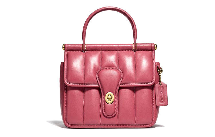 COACH Willis Quilted Leather Shoulder Bag, Crossbody Bag, Handbag Small Women's Fuchsia