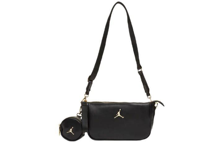 Jordan Jordan Leather Shoulder Bag Combo Bag, Hobo Bag, Single Shoulder Bag, Crossbody Bag Regular Women's Black