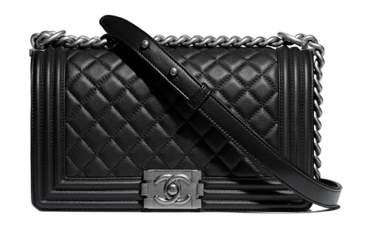 CHANEL Leboy Calfskin Shoulder Bag, Crossbody Bag Medium Unisex Black
