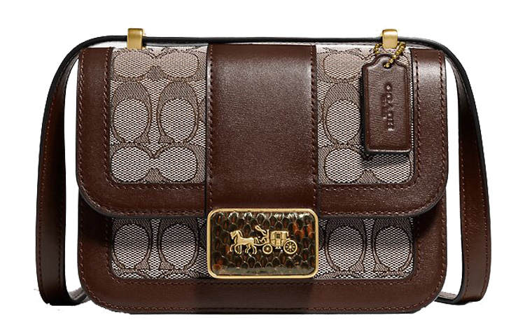 COACH Alie Cow Leather With Snake Skin Messenger Bag, Small Square Bag, Shoulder Bag, Crossbody Bag Small Women's