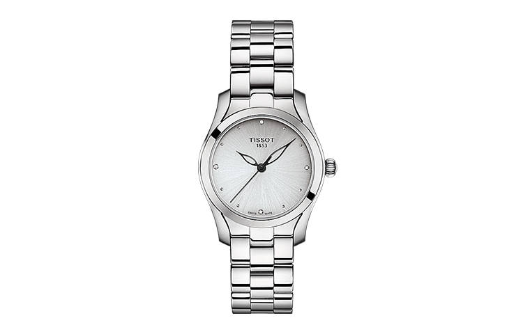 TISSOT Wave Collection Quartz Movement 30m Waterproof Women's Watch 30mm Silver Dial Stainless Steel Case
