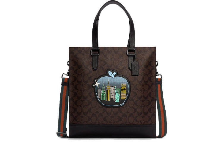 COACH Graham Leather Tote Bag, Shopping Bag, Crossbody Bag, Handbag Large Men's Dark Brown