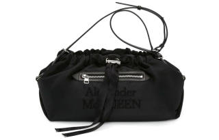 Alexander McQueen Bundle Nylon Drawstring Bag, Shoulder Bag, Crossbody Bag, Handbag Women's Black